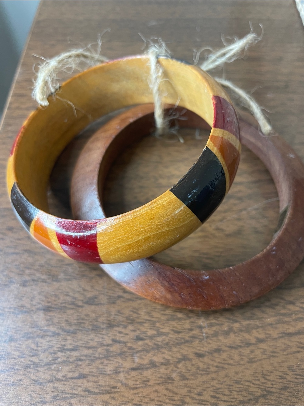 Hand-Painted Multicolor Wooden Bangle Set
